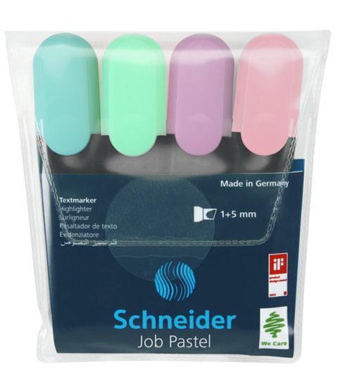 Zvýrazňovač Schneider Job pastelová sada 4 ks - 115098
