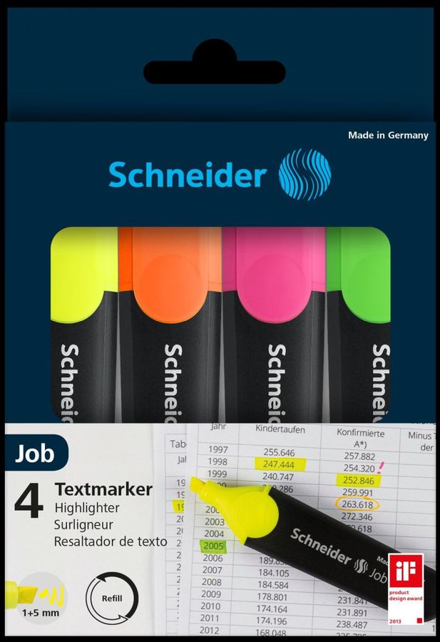 Zvýrazňovač Schneider Job sada 4 ks - 1500